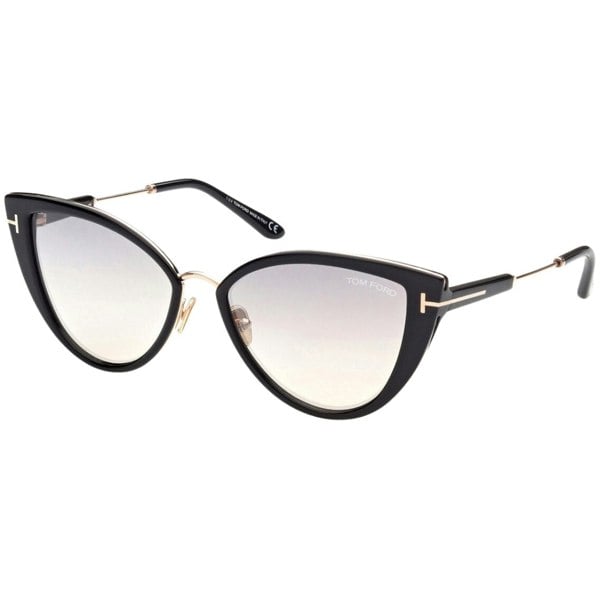 Tom Ford Anjelica-02 Smoke Mirror Lens Shiny Black Sunglasses One Size