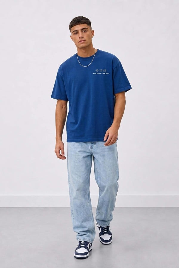 London Attitude Japanese Crane Oversized Heavyweight Back Print T-Shirt