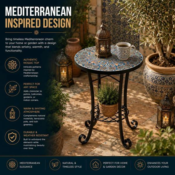 35cm Cairo Mosaic Plant Stand/Side Table image 7