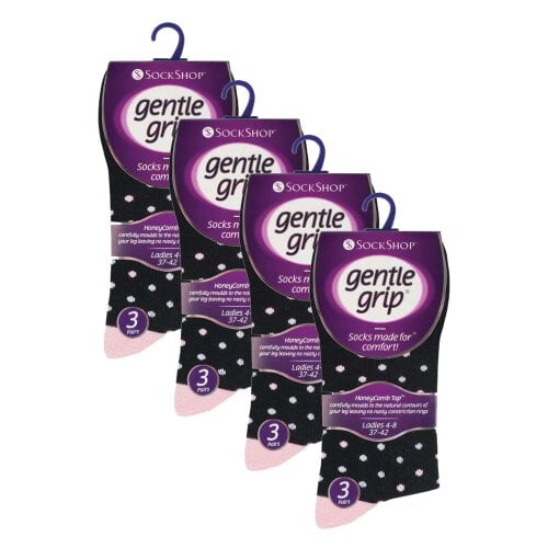 Gentle Grip 12 Pairs Ladies Cotton Rich Everyday Socks Gentle Grip Soft Top Comfort Socks