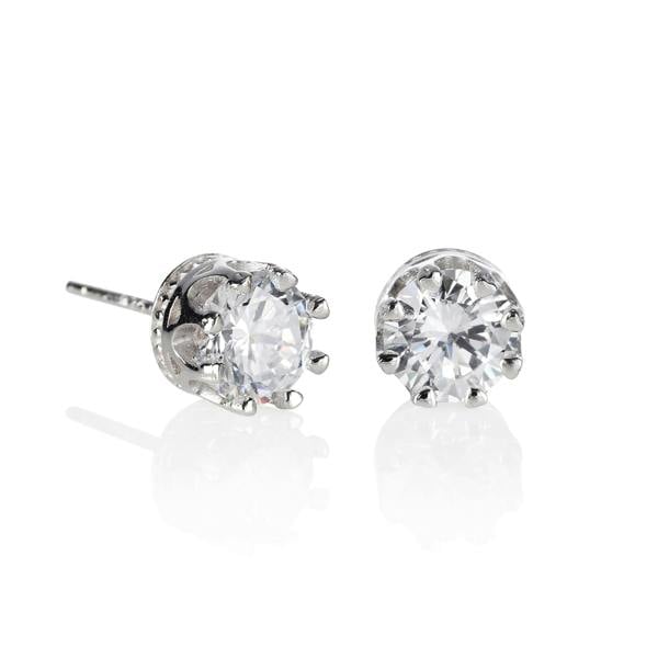 925 Sterling Silver Crown Solitaire Stud Earrings for Women - namana.london