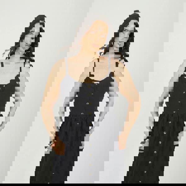 Brave Soul Black Plus Button Down Trappy Midi Dress - Black Image 3