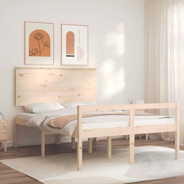 Berkfield Bed Frame with Headboard 140x190 cm Solid Wood