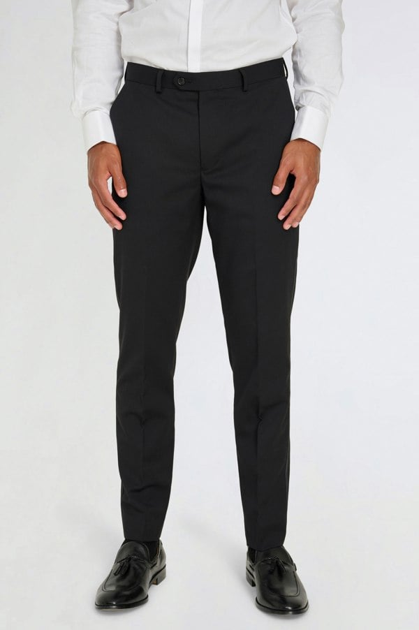 Harry Brown London Leo Tuxedo Dinner Trousers with Satin Stripe Detail - Black