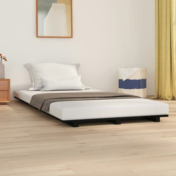 Berkfield Bed Frame Black 90x190 cm 3FT Single Solid Wood Pine
