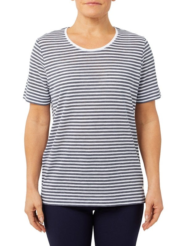 PennyPlain Printed Stripe Top - Navy