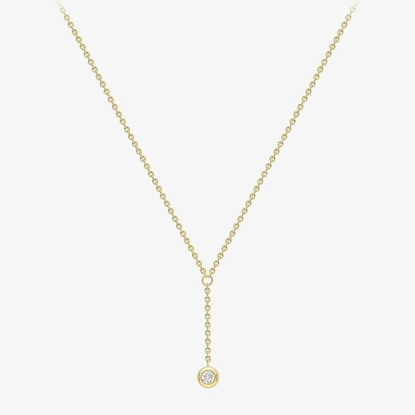 T. H. Baker 18ct Yellow Gold Brilliant Cut Round Diamond Dropper Necklace 12125147268