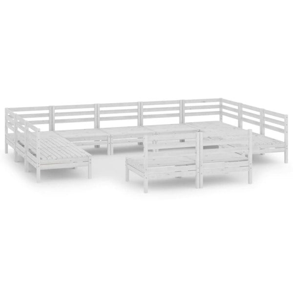 Berkfield 11 Piece Garden Lounge Set White Solid Wood Pine