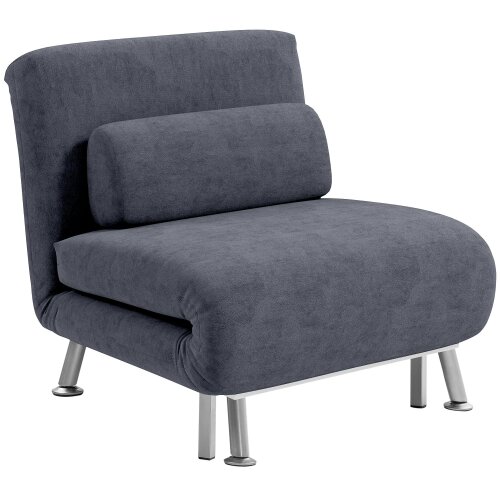 Wyld Haus Tomi Safi Charcoal Grey Velvet Single Sleeper Chair