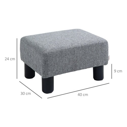 Wyld Haus Nekael Linen Grey Cube Footstool With 4 Plastic Feet