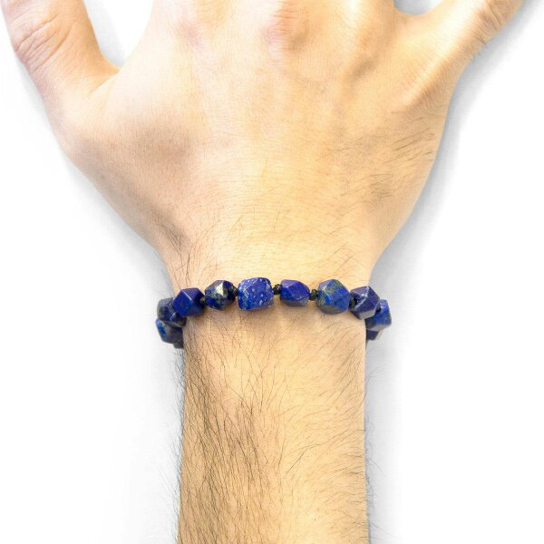 Anchor & Crew Blue Lapis Lazuli Zebedee 9ct Yellow Gold and Stone Beaded Macrame Bracelet