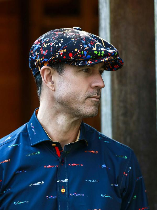 Paint Splash Black Printed BUTTON - TOP Cap - Claudio Lugli Shirts