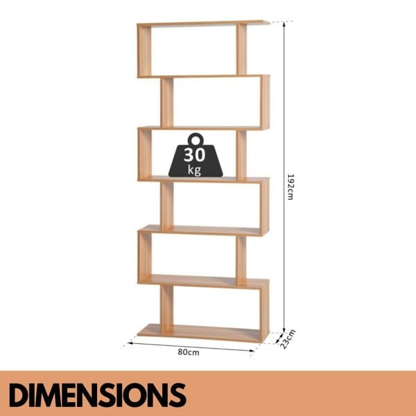 Rafaelo Mobilia 6 Tier Display Stand Room Divider Natural Brown