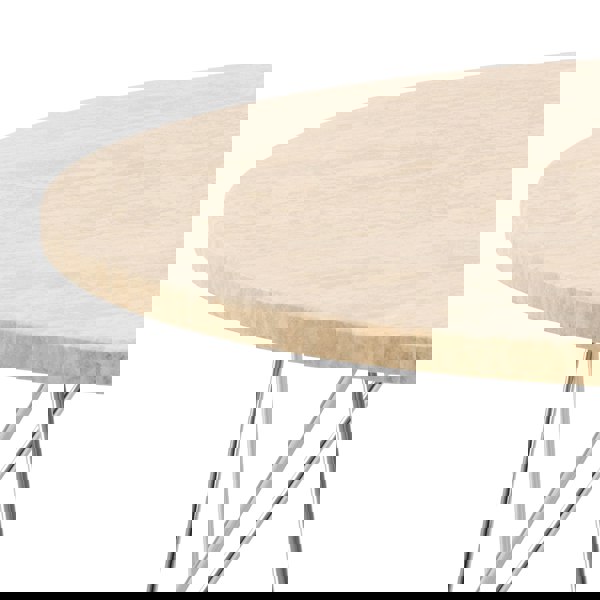 Furniture To Go Prunus Round Coffee Table in Matt Beige and Chrome Steel Base 80x46.4cm