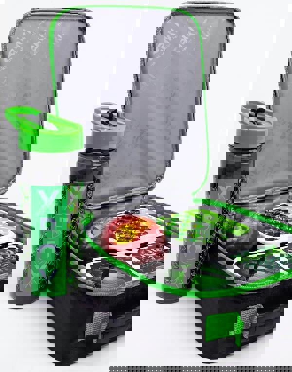 Xbox Boys Green Logo All-Over Print Lunch Bag Bottle and 3 Snack Pot