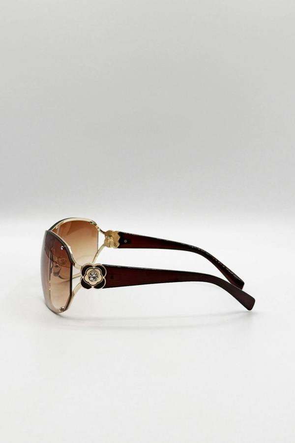 Vintage Rose Wrap Around Sunglasses In Brown - svnx