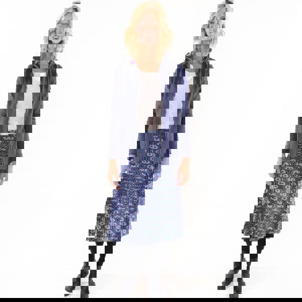 Lazy Jacks Women's Circle Jersey Midi Skirt - Blue