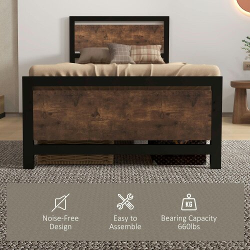 Wyld Haus Lemisa 3FT Single Metal Bed Frame with Headboard and Footboard