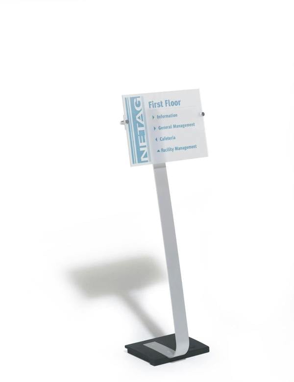 Durable CRYSTAL SIGN Aluminium Display Panel Floor Stand A3 | 1.25m | Silver
