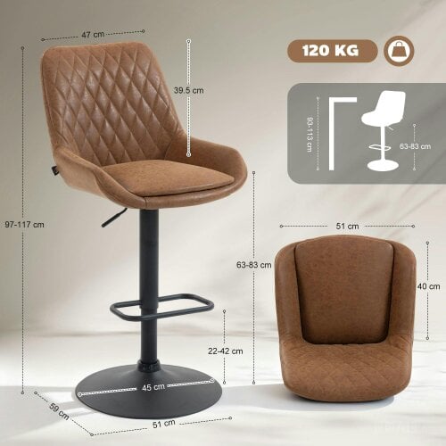 Wyld Haus Elel Sake Set Of 2 Tan Faux Leather Retro Style Bar Stools