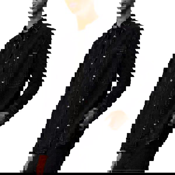 Calvin Klein Mens Linear Denim Regular Shirt - Black