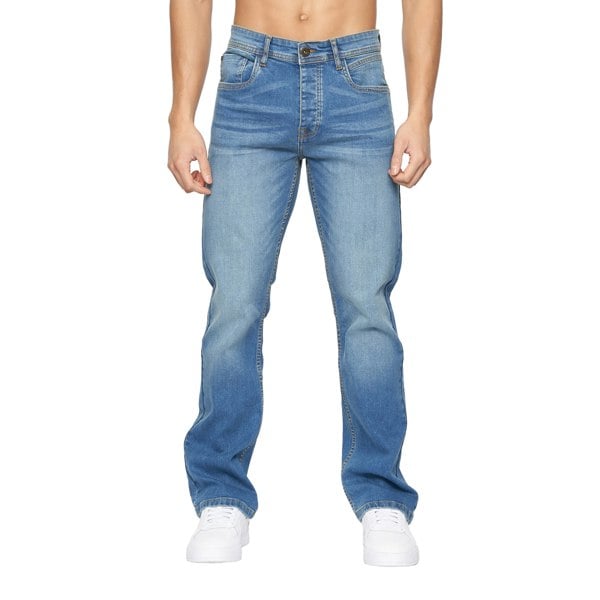 Crosshatch Mens Winsbury Bootcut Jeans - Stone Wash