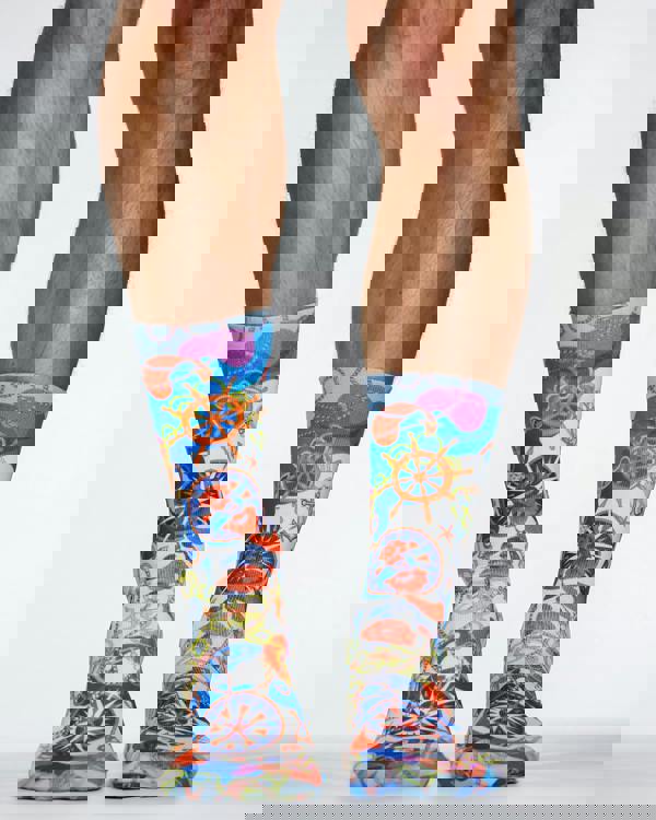 Jemsox White Marine Theme Socks | Trendy, Fun & Mood-Lifting Style