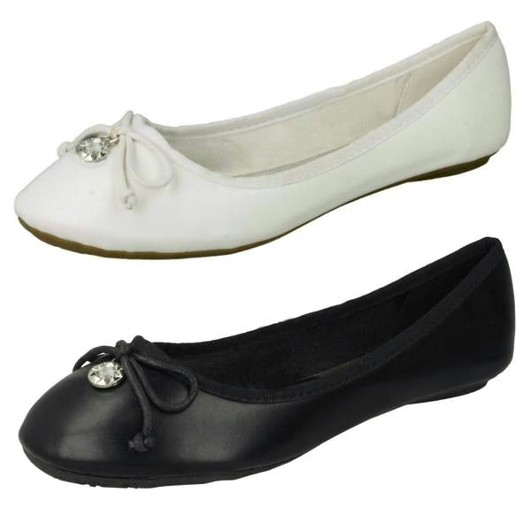 Spot On Ladies Spot On Flat Ballerina Shoes