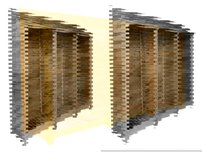Arbor Garden Solutions Wooden Log Store W-335cm, H-126cm or 180cm, D-88cm
