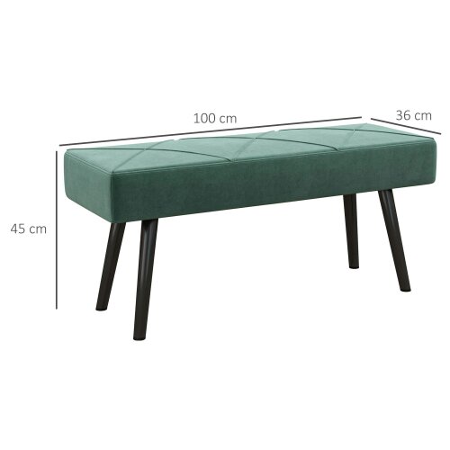 Wyld Haus Mazuka Green  End Of Bed Bench With X Frame Black Metal Legs Geometric Pattern