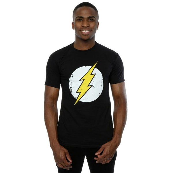 DC Comics Mens Flash Distressed Logo T-Shirt - Black