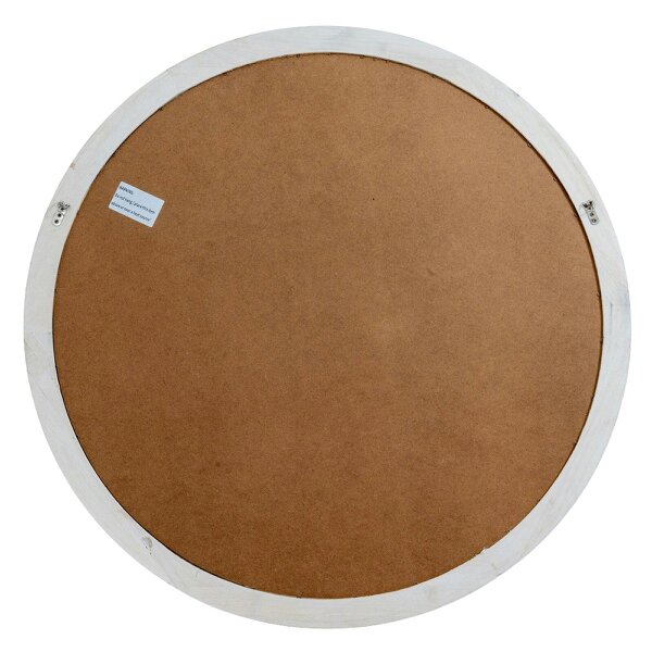 Wyld Haus Large Natural Industrial Round Wooden Windowpane Mirror