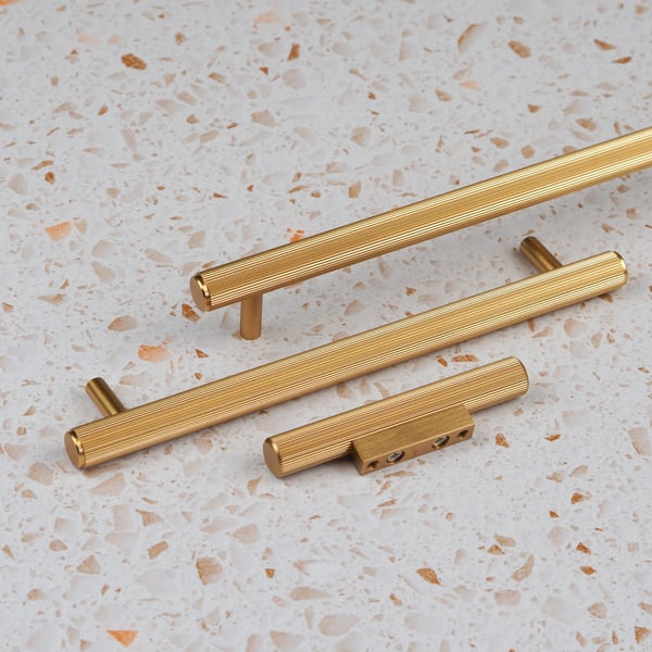 Handle & Home Gold Brass Reeded Handles