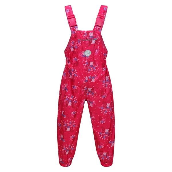 Regatta Kids Muddy Puddle Peppa Pig Floral Dungarees - Pink Fusion