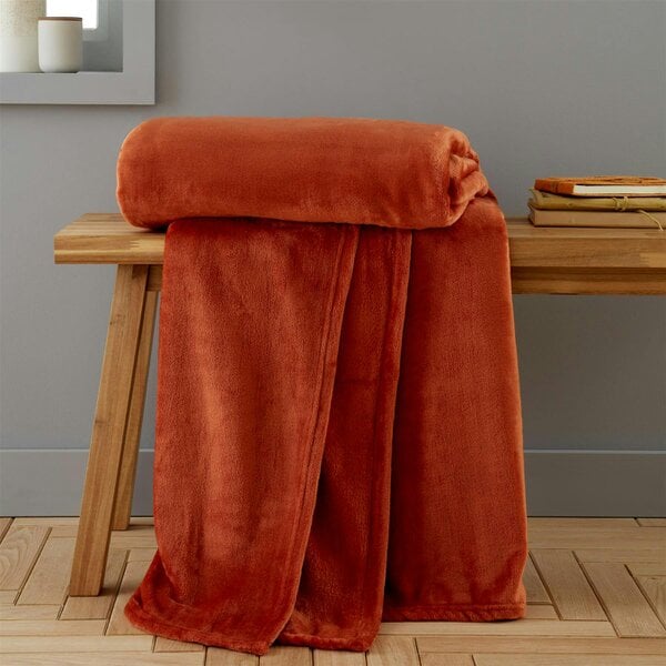 Raschel Velvet Touch Burnt Orange Throw 200x240cm