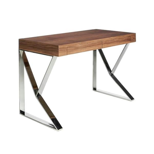 Angel Cerdá Walnut and chrome-plated steel desk 3015