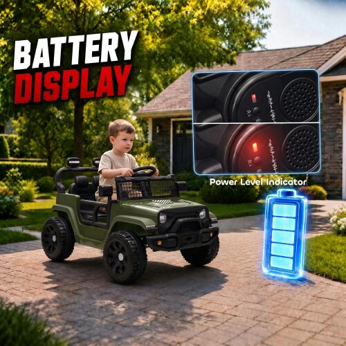 AIYAPLAY 12V Electric Car for Kids with Remote Control, Dual Motors, Dark Green