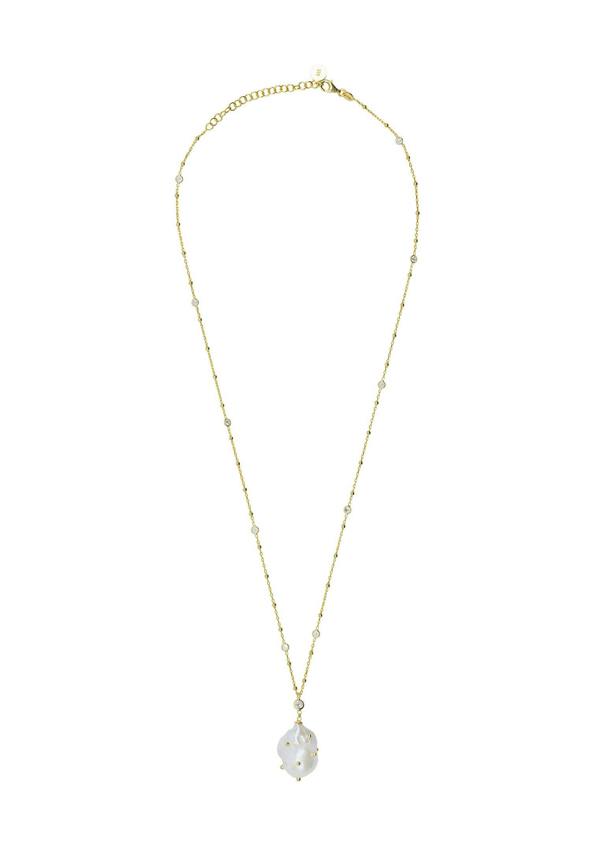 Latelita Polka Dot Baroque Pearl Pendant Necklace Gold Cz