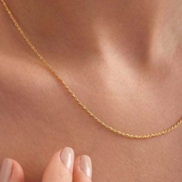 Spero London 9ct Solid Gold Italian Rope Chain Necklace