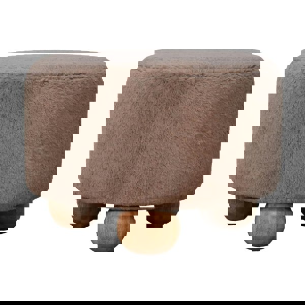 Artisan Furniture Mocha Faux Fur Round Ball Footstool