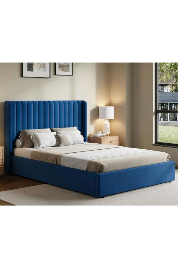 Groundlevel Belgravia Velvet Upholstered Gas Lift Ottoman Bed Frame
