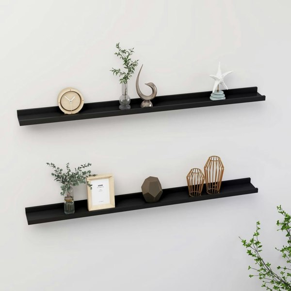 Berkfield Wall Shelves 2 pcs Black 100x9x3 cm