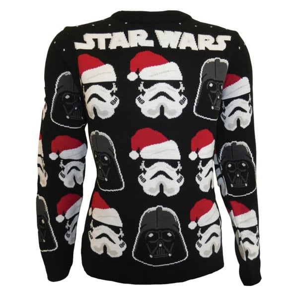 Star Wars Unisex Adult Vader And Trooper Face Knitted Christmas Sweatshirt - Black/White/Red