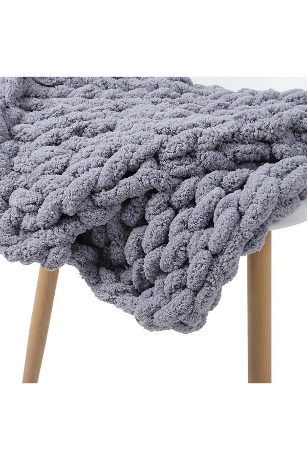 Living and Home Grey Chunky Knit Throw Blanket 80x100CM