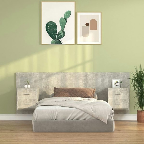 Berkfield Bed Headboard with Cabinets Concrete Grey Engineered Wood