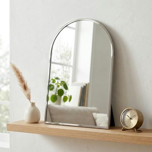Garden Greatness Arched Nickle Plated Steel Mirror