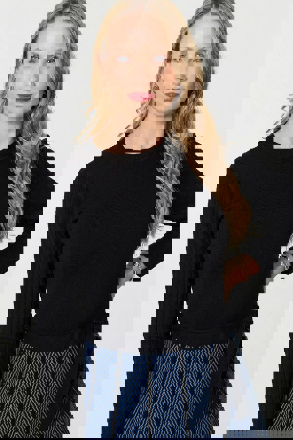 Blue | Chevron Texture Knee Length Jumper Dress
