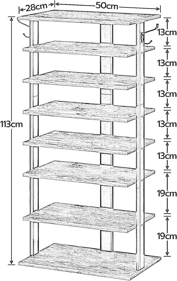 Rafaelo Mobilia 8 Tier Wide Shoe Rack