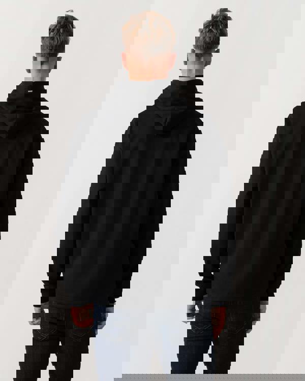 Model wearing HUGO Mens Dineo Mens Pullover Hoodie in Black 001 - Back