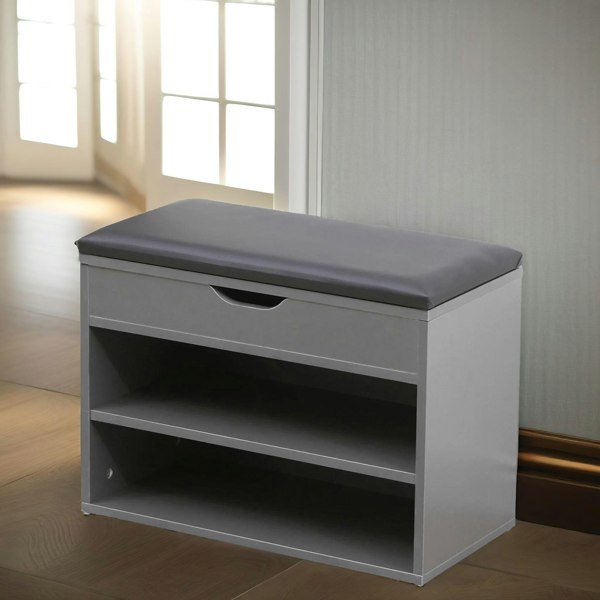 Rafaelo Mobilia Shoe Storage Bench 60CM Grey